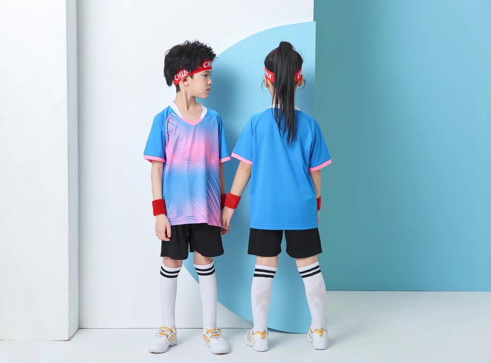 

Men S And Women S Suit Trendy Training Team Uniform Kids Adult Team Competition Summer Sports Short Sleeve Soccer Jersey Fb05 S небесно-голубой