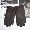 New Men's Deerskin Gloves Touch Screen Hand Sewn Classic Fashion Corrugated Breathable Wool Knit Lining Warm Driving Gloves