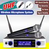 2 Cordless 2 Channel Wireless Microphone System UHF Handheld Mic Kraoke Speech Party Supplies Cardioid Microphone