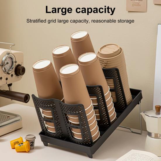 Adjustable Cup Holder Disposable Cup Dispenser with Removable Panels Living Room Drink Cup Organizer for Coffee Pods Straws