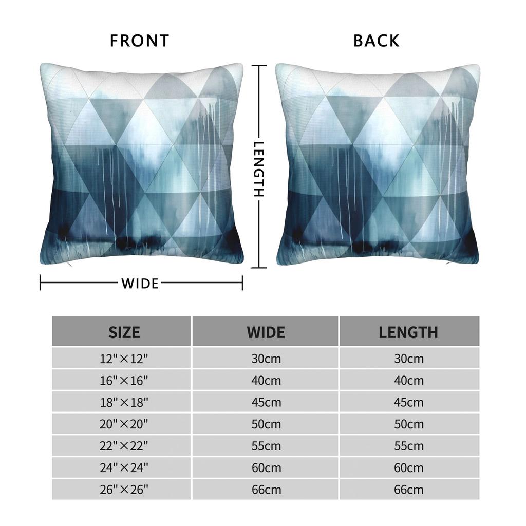 Watercolour Triangles Pillowcase Polyester Cushion Cover Gift Geometric Ink Blue Throw Pillow Case Cover Home Zippered 40X40Cm