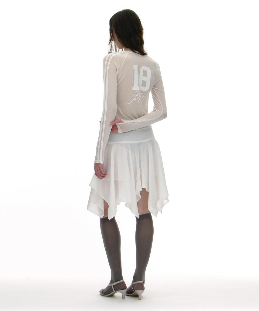 Partimento Woman Sheer Asymmetric Skirt_White