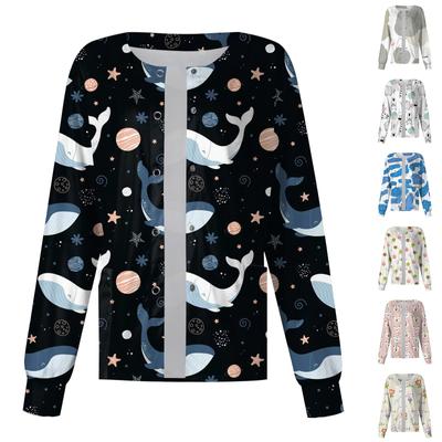 Kadın Uzun Kollu Desen Cep Çalışma Stand-up Yaka Tek göğüslü Koruyucu Tulum Hırka Ceket Üst