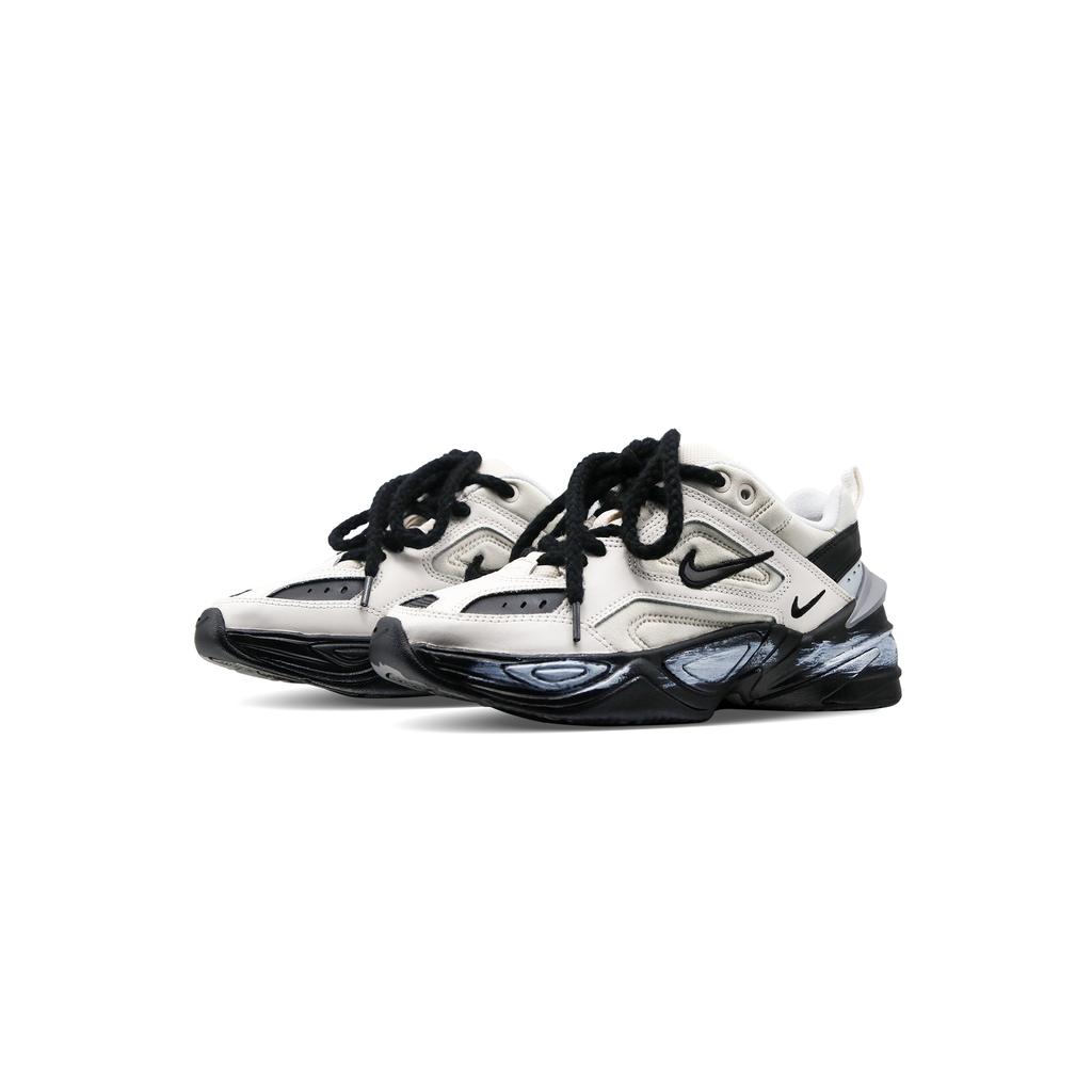 Nike M2K Resistentes al Deslizamiento Resistentes a la Abrasión Zapatillas de Caña Baja Gruesas para Mujer Beige Blanco Negro AO3108-001(Equipo81-)