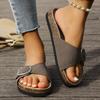 Fashion Women's Summer Cork Slippers 2025 New Outdoor Beach Flip Flops Fashion Leather Orthopedic Sandals With Adjustable Buckle