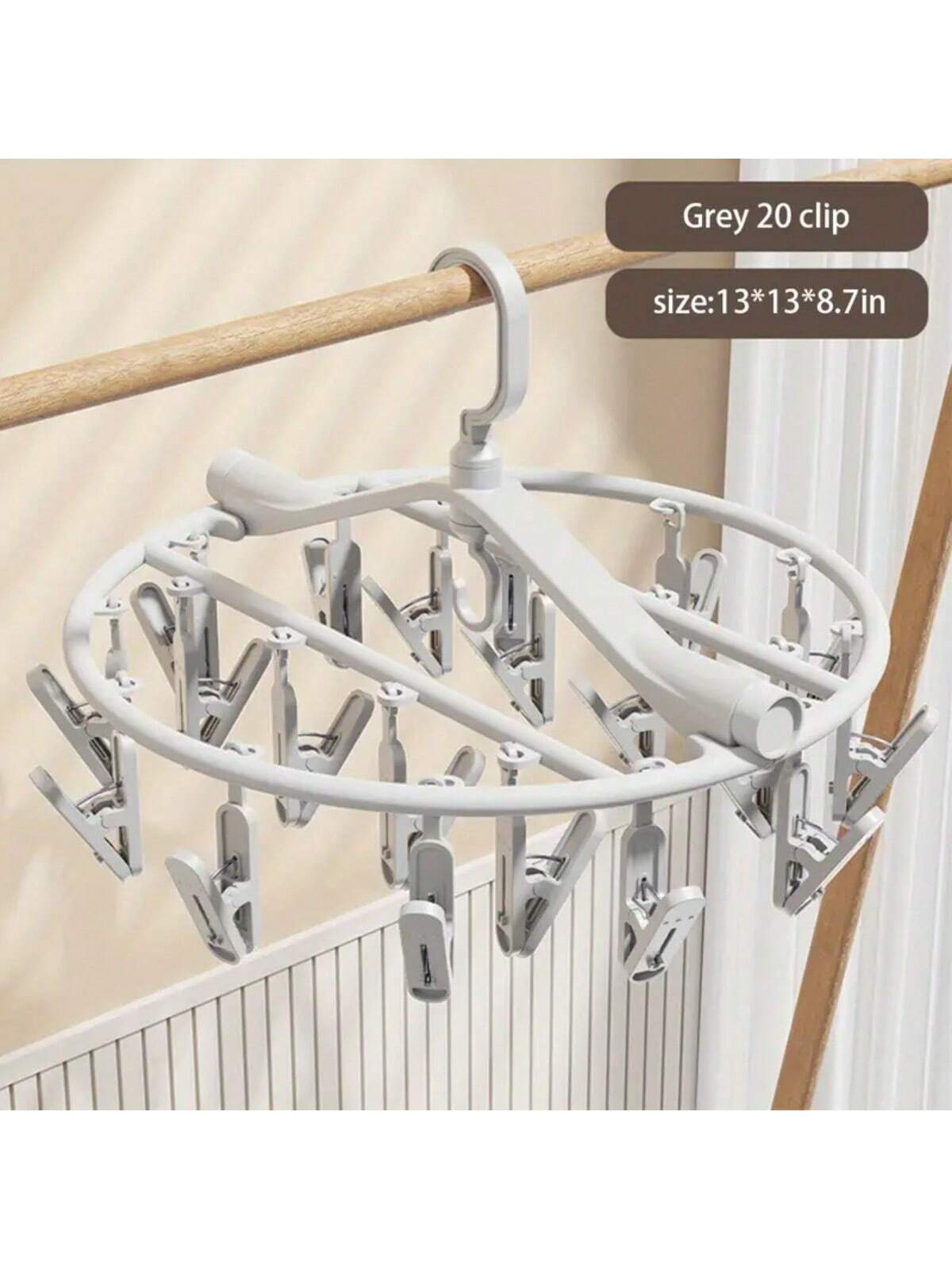

Вешалка для сушки одежды с 20 прищепками складная бытовая ветрозащитная прищепка для носков сушилка вешалка для сушки серый