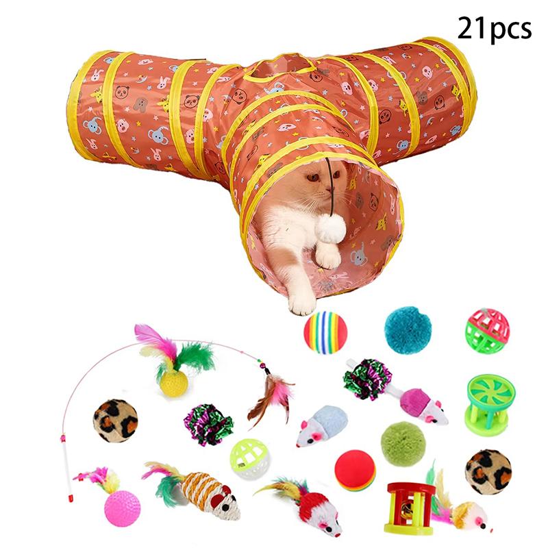 Rainbow Cat Tunnel Collapsible Pet Play Tube Interactive Hide And Seek Toy For Kitten Puppy Puzzle Exercise Agility Outdoor