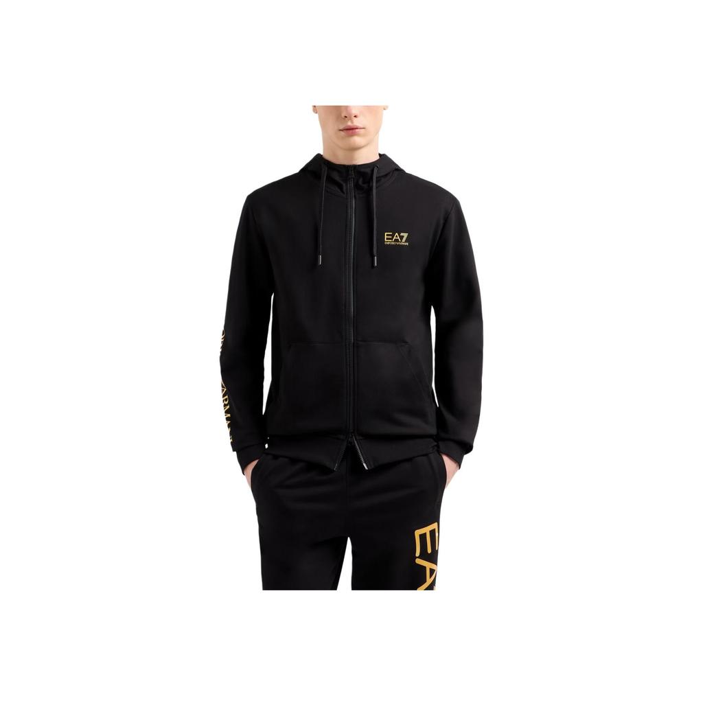 Emporio Armani EA7 Logo Hooded Cotton Zip-Up Long Sleeve Sweatshirt Men Sweatshirt Black 7M000568-AF13512-MC004