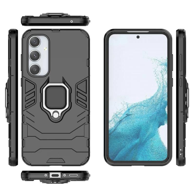 Für Samsung Galaxy A35 5g Rückseite Handyhülle Stoßfest Panzer Anti-Fall Metallringhalter Magnetisch Schutz SM-A356 Coque