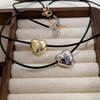 Big Heart Pendant Necklace Trendy Y2K Grunge Neck Jewelry Alternative Color Rope Neckchains Gift for Teen Girls