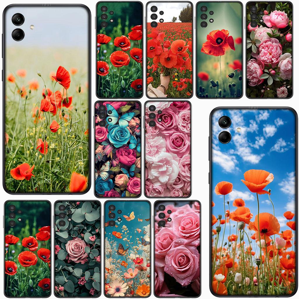 Cover for Samsung Galaxy S22 S21 S20 Fe Ultra S9 Plus + A13 A22 M21 M31 M55 M15 Phone Case Peony Rose Poppys Flower Bloom