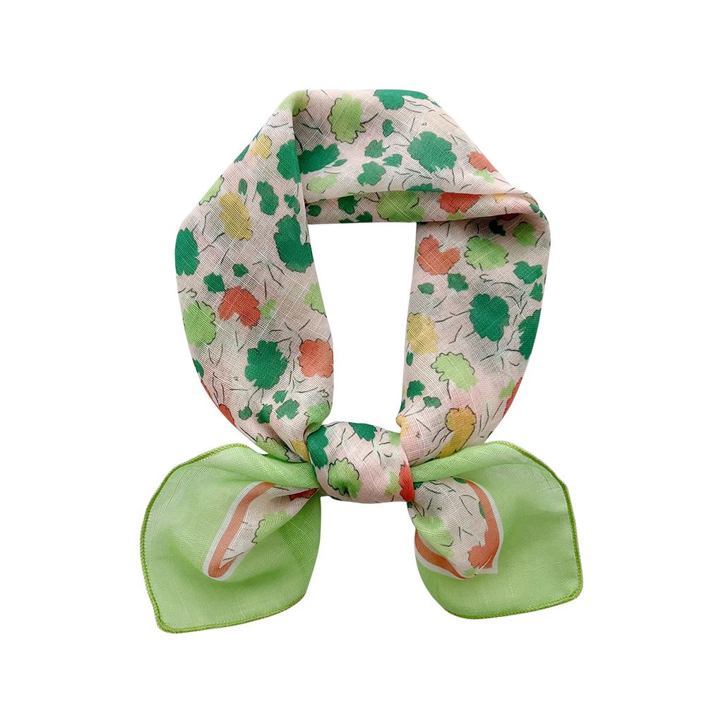 Spring And Summer Korean Literary And Artistic Versatile Cotton And Linen Small Square Scarf Silk Scarf Women'S Fashion Temperament Scarf Headband