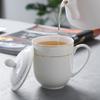 MOLUONA Ceramic Gold-Rimmed Mug with Lid