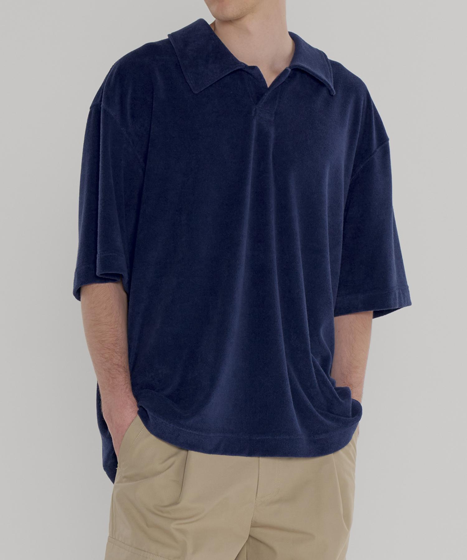 Intersection Open Collar Terry Polo Shirt [Navy] Navy/Navy 0