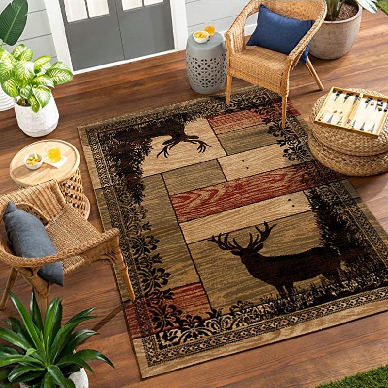 Vintage American Country Carpet for Home Bedroom Floor Decor Large Size Mat Non-slip Coffee Table Area Soft Rug Bathroom Doormat