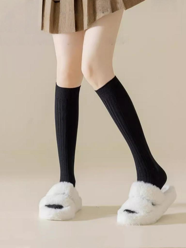 Sock Women Solid Color Stockings Fashionable Simple Jk College Style Soft Comfortable Sweat Absorbing Breathable Casual Socks