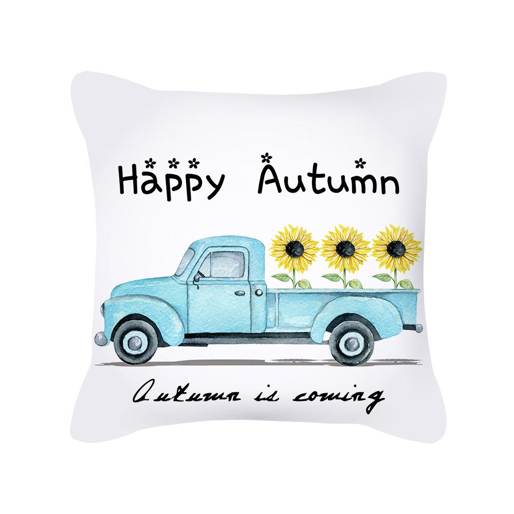 New Thanksgiving Truck Peach Skin Pillow Cover Ins Nordic Pillow Cushion Cover Home Furnishings