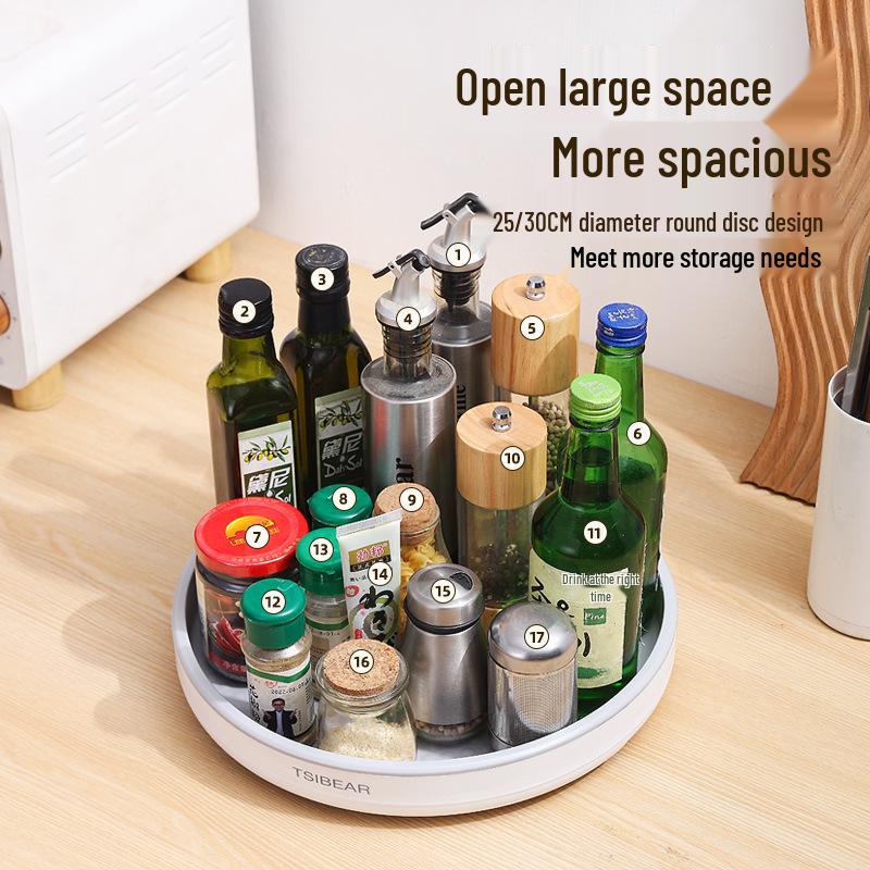 Rotating Kitchen Organizer Rack for Condiments and Sauces