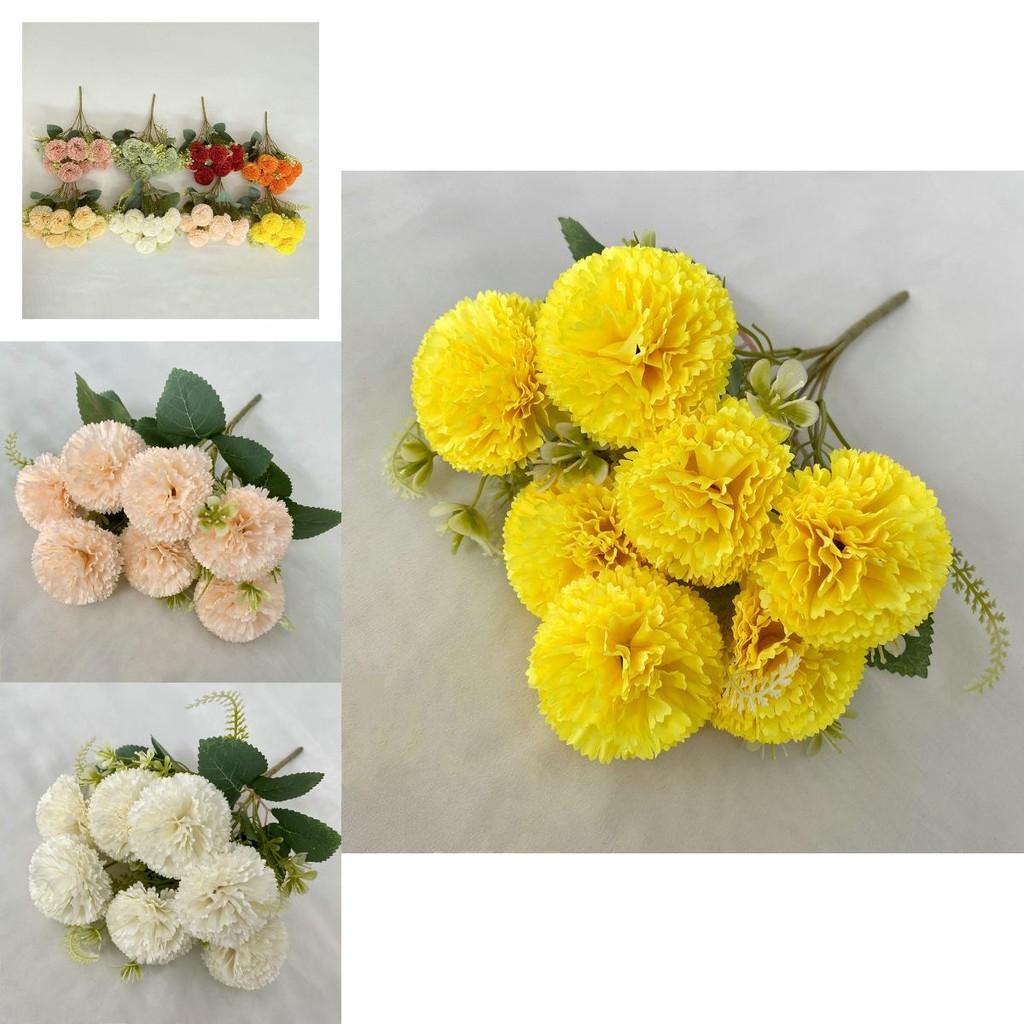 Silk Fabric 7branch Fulu Carnation Artificial Flower Bouquet For Wedding Decor And Photography