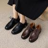 Fashion 2025 New Spring Genuine Leather Loafers Women Round Toe Shoes for Women Comfort Women Pumps Belt Buckle Leather Shoes