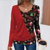 2025 European and American V-neck Metal Buckle Jacquard Long-sleeve T-shirt - Spring/Autumn Collection