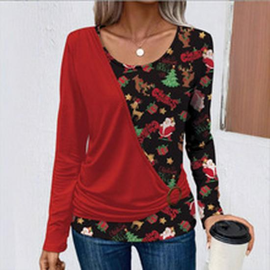 2025 European and American V-neck Metal Buckle Jacquard Long-sleeve T-shirt - Spring/Autumn Collection