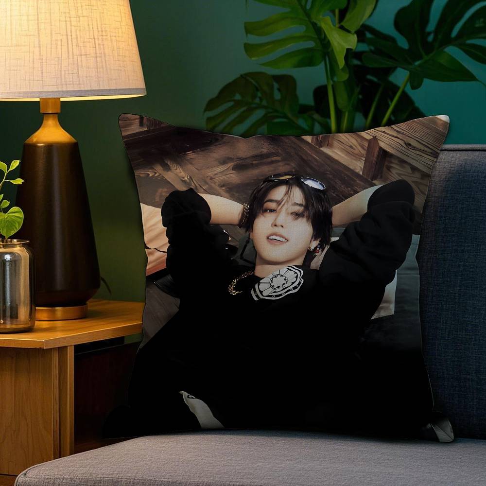 New HHan JJisung Boy Korean Pillow Case Antidustmite Pillowcase Invisible Zipper Silky Short Plush Sofa Cushion Cover