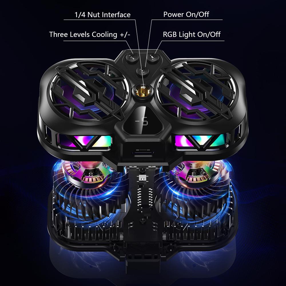 K11 Semiconductor Dual-Core Cooling Fan Smartphone Radiator with RGB Light