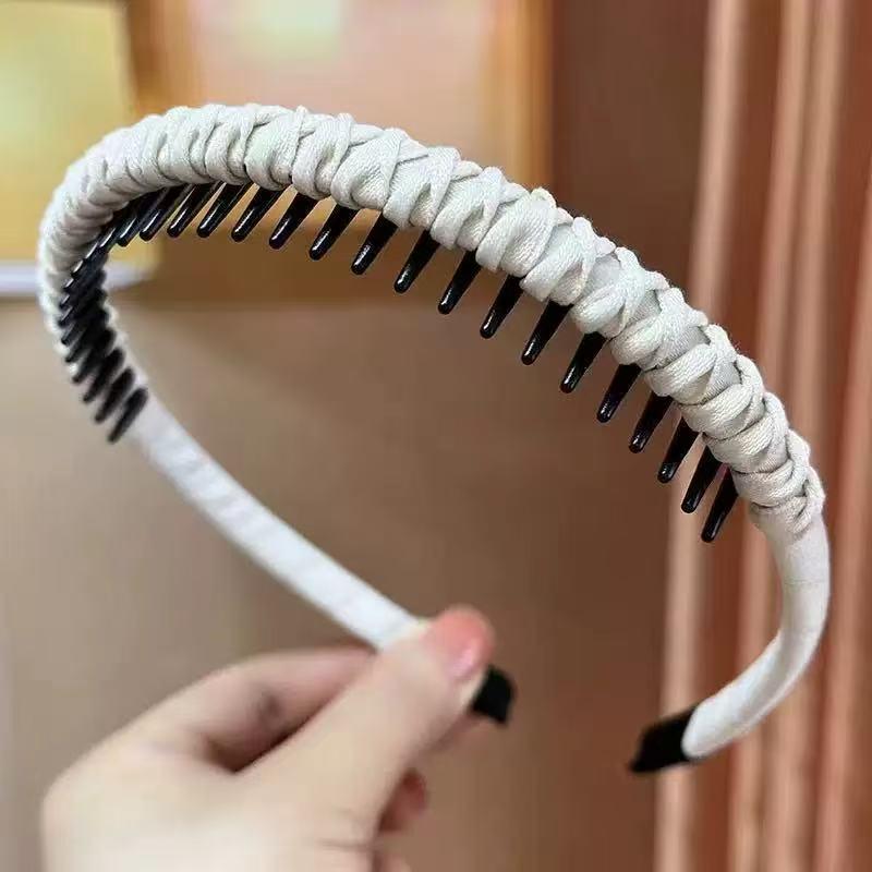 Rutschfestes dünnes geflochtenes Stirnband mit Zähnen für Damen - Ideal zum Waschen des Gesichts und Styling