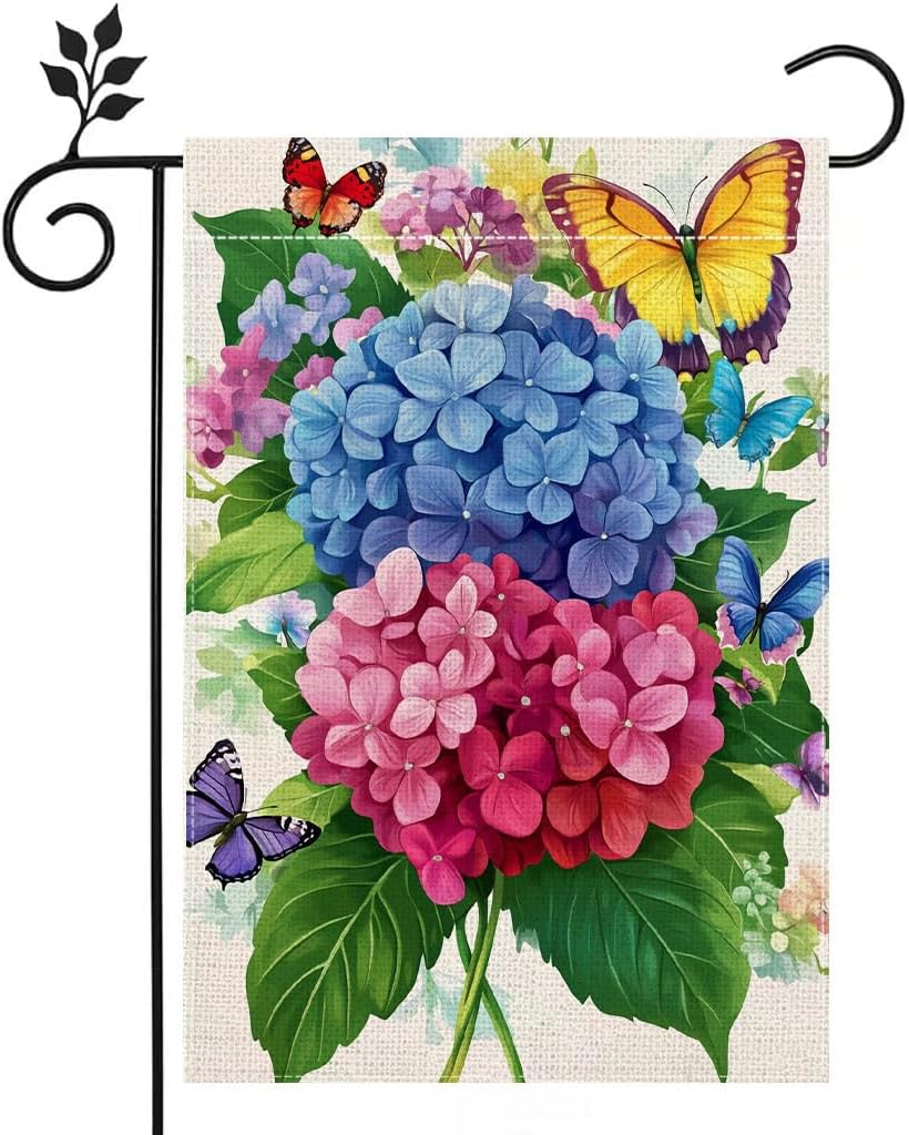 Colorful Hydrangeas ower Garden ag Spring Summer oral Welcome Yard Outdoor ag Double Sided 12x18 Inch YYD EEZ
