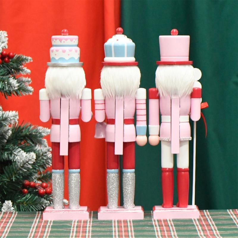 Festival 38CM/15inch Macaron Colored Drummers Dolls, Wood Table Decoration for Holiday Baking Enthusiasts