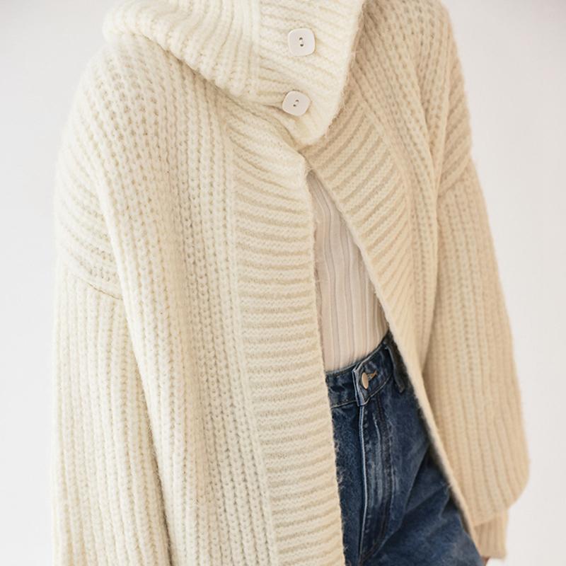 Herbst Frühling Cardigan Mäntel Damen Unifarben Langarm Locker Vintage Gestrickt Sanft Knöchellang Temperament Damen Streetwear