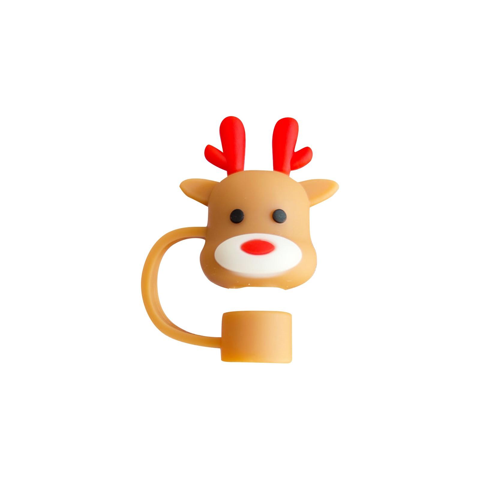 

10 мм 3D рождественский чехол для соломинки силиконовый чехол для соломинки 10 мм 0,4 дюйма пыленепроницаемые многоразовые крышки для соломинок One Size