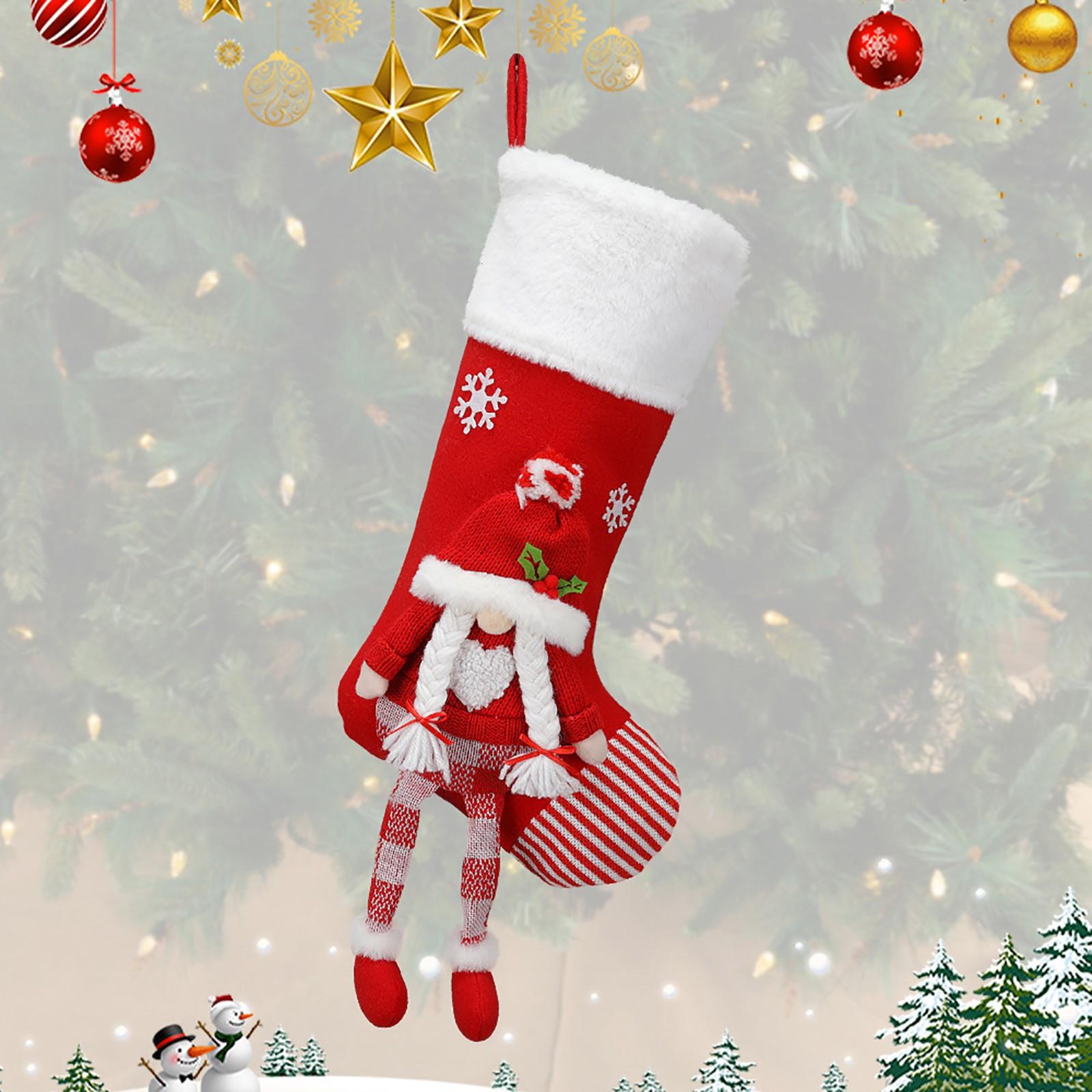 

Рождественские чулки с именами, семейные рождественские чулки, елочные украшения, 18,7-дюймовые большие вязаные рождественские чулки с изображением Клауса, лося, медведя, подарки для детей One Size