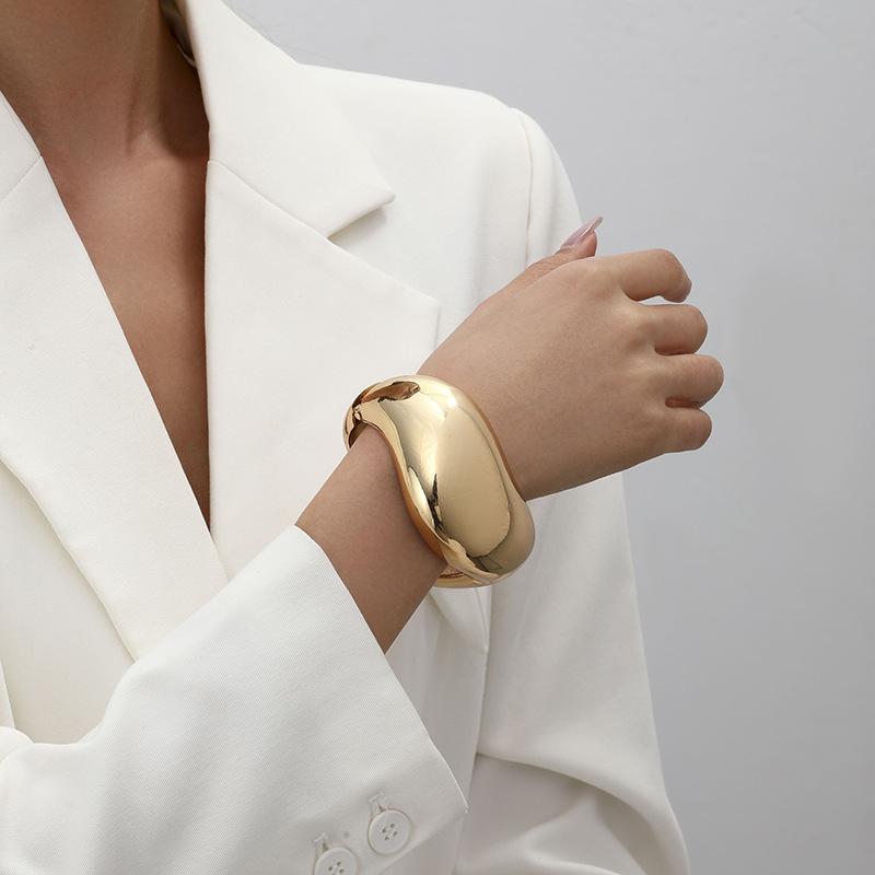 Ins Wind Metal Texture Wide Bracelet Bracelet Fashion Smooth Geometric Irregular Bracelet
