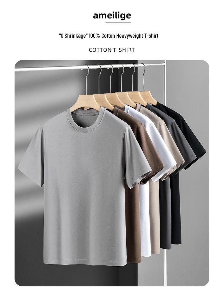 Herren-Kurzarm-T-Shirt aus hochwertiger, 300 g schwerer Baumwolle für Frühling und Sommer