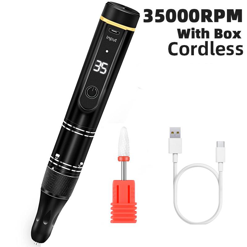 35000RPM Electric Nail Drill Machine Cordless Nail Sander for Nail Polish Rechargeable Portable Nail File for Acrylic Gel