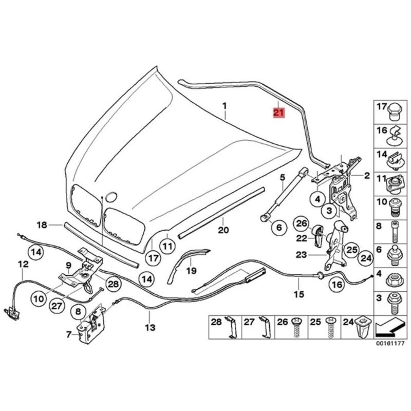 Motorpanser Tetningslist Passer for E70 E71 E72 51237161345 Panser Erstatning Gummitetningslister Bildel