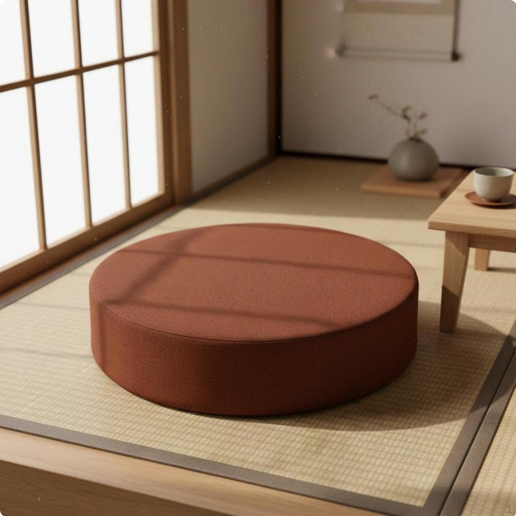 Japanese Tatami Cushion Removable Washable Cover Round Meditation Breathable Linen Textile
