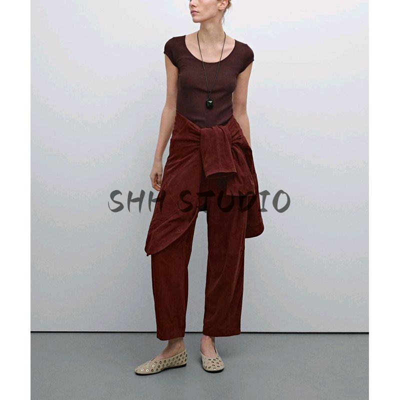 MD Spring/Summer New Arrival Women's Clothing American Casual Minimalist Easiest for Match Lace Trim round Neck Short Sleeve T-shirt Top 6844576