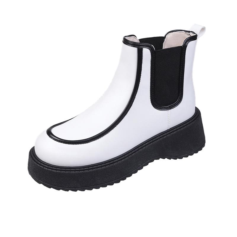 2026 Autumn Winter New Platform Thick-soled Chelsea Short Boots Smoke Tube Boots Motorcycle Boots Thick Heel Boots Women