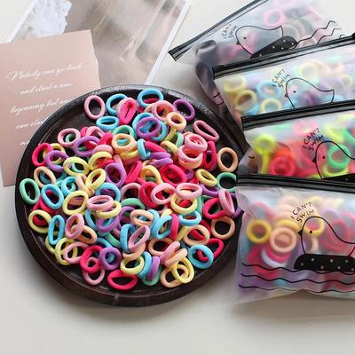 100 Stück 2CM Kinder Elastische Haargummis Mädchen Gummi Scrunchie Gummiband für Kinder Nylon Haargummis Stirnband Baby Haaraccessoires