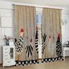 Colorful Cute Rooster Hen Pattern Printed Curtains Window Decorations Home Room Set Of 2 Made Polyester