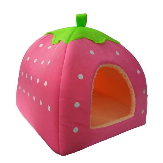 Strawberry Dog Puppy Cats Indoor Foldable Soft Warm Bed Pet House Kennel Tent