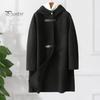 Lady Overcoat Women Winter Coat Long Sleeves Single-breasted Hooded Solid Color Pockets Keep Warm Cardigan Single Side Cashmere Wool Large Size Thick
