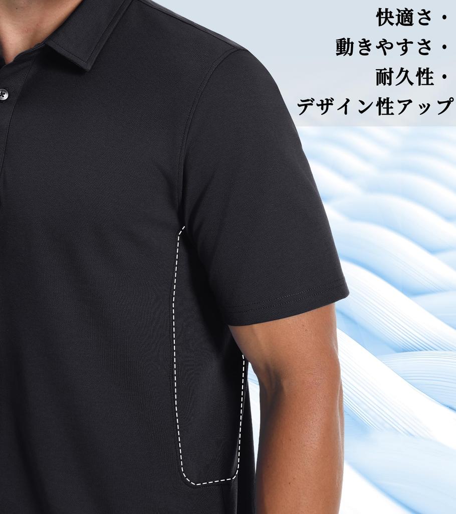 KEFITEVD Short Sleeve Polo Plus XL Men's Shirt, Size, Cooling, Collared, Quick-Drying, Stretch, Golf, Sports, Military, Hiking, Training, Black,