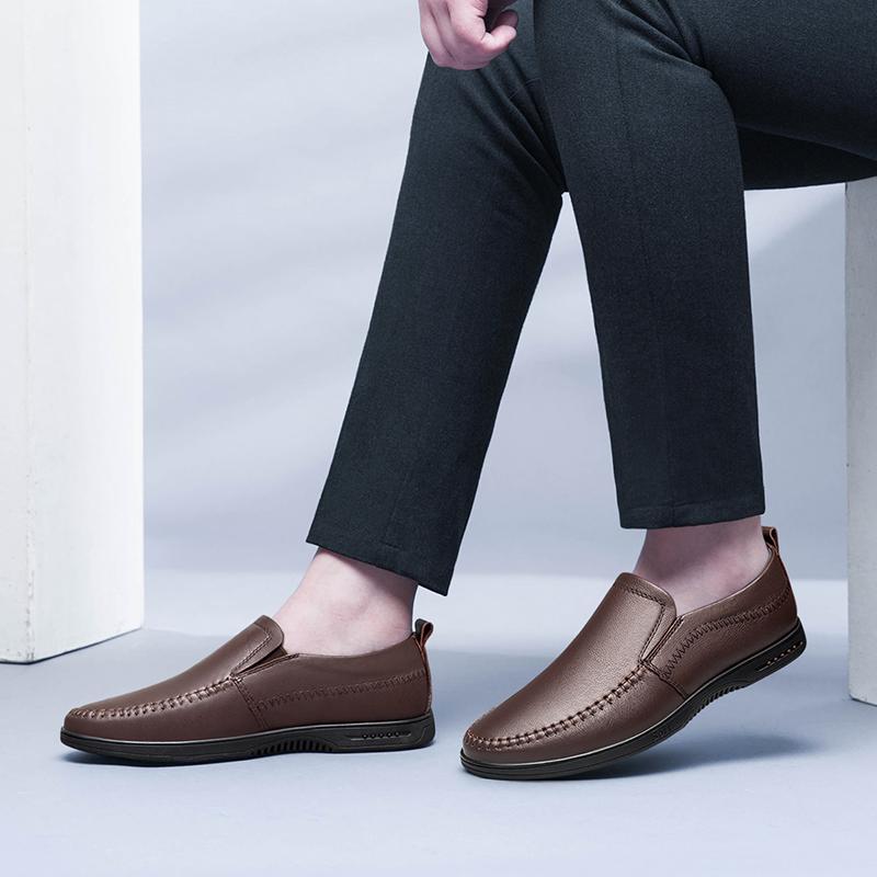 Spring and Autumn British Men Leather Shoes Flat Casual Loafers Youth All-match Lazy Shoes Best Men Shoes