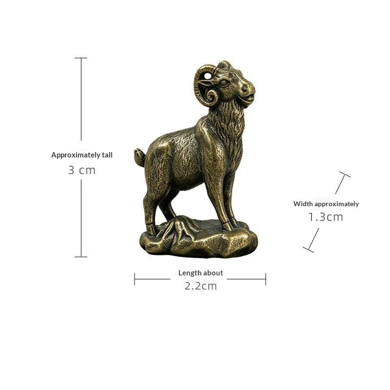 Vintage Feng Shui Coins Goat Statue Desktop Ornament Home Decor Lucky Zodiac Animal Sheep Figurine