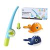 Magnet Baby Bath Fishing Toys Wind-up Swimming Whales Bathtub Toy Fishing Game Water Tub Toys Set with Fishing Pole Net for Kids
