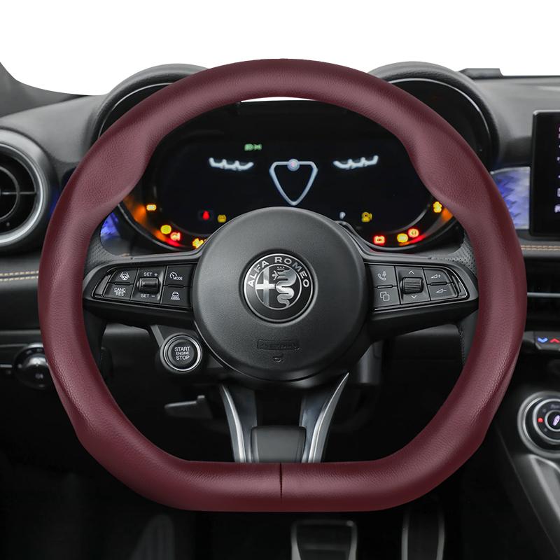 Suitable for Alfa Romeo Ultra-Thin Breathable Leather Steering Wheel Cover Suitable for 159 147 Gt Giulietta Mito Giulia Stelvio